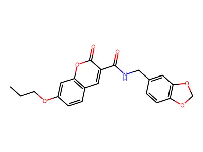 N-(1,3-benzodioxol-5-ylmethyl)-2-oxo-7-propoxychromene-3-carboxamide structure