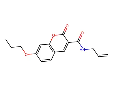 2-Oxo-N-(prop-2-en-1-yl)-7-propoxy-2H-1-benzopyran-3-carboxamide structure