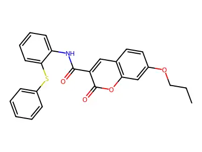 2-Oxo-N-[2-(phenylsulfanyl)phenyl]-7-propoxy-2H-1-benzopyran-3-carboxamide structure