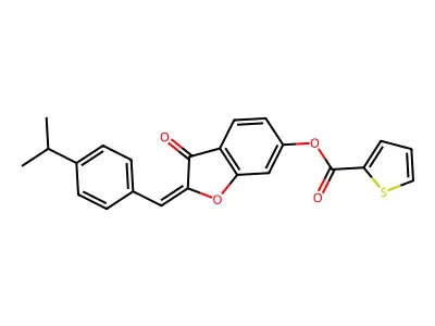 3-Oxo-2-{[4-(propan-2-yl)phenyl]methylidene}-2,3-dihydro-1-benzofuran-6-yl thiophene-2-carboxylate structure