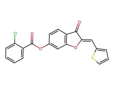 3-Oxo-2-[(thiophen-2-yl)methylidene]-2,3-dihydro-1-benzofuran-6-yl 2-chlorobenzoate structure