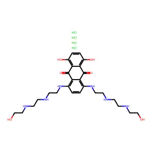 9,10-Anthracenedione, 1,4-dihydroxy-5,8-bis((2-((2-((2-hydroxyethyl)amino)ethyl)amino)ethyl)amino)-, tetrahydrochloride structure