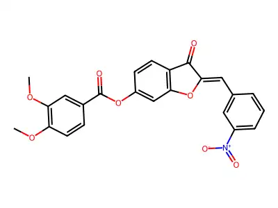 2-[(3-Nitrophenyl)methylidene]-3-oxo-2,3-dihydro-1-benzofuran-6-yl 3,4-dimethoxybenzoate structure