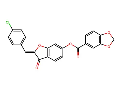 2-[(4-Chlorophenyl)methylidene]-3-oxo-2,3-dihydro-1-benzofuran-6-yl 2H-1,3-benzodioxole-5-carboxylate structure