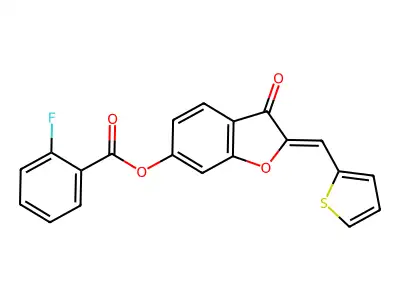 3-Oxo-2-[(thiophen-2-yl)methylidene]-2,3-dihydro-1-benzofuran-6-yl 2-fluorobenzoate structure