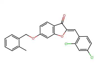 2-[(2,4-dichlorophenyl)methylidene]-6-[(2-methylphenyl)methoxy]-1-benzofuran-3-one structure
