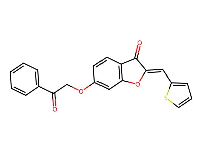 6-(2-Oxo-2-phenylethoxy)-2-[(thiophen-2-yl)methylidene]-1-benzofuran-3(2H)-one structure