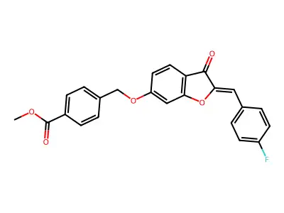methyl 4-[[2-[(4-fluorophenyl)methylidene]-3-oxo-1-benzofuran-6-yl]oxymethyl]benzoate structure