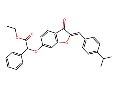 ethyl 2-[[3-oxo-2-[(4-propan-2-ylphenyl)methylidene]-1-benzofuran-6-yl]oxy]-2-phenylacetate structure