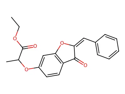Ethyl 2-[(2-benzylidene-3-oxo-2,3-dihydro-1-benzofuran-6-yl)oxy]propanoate structure