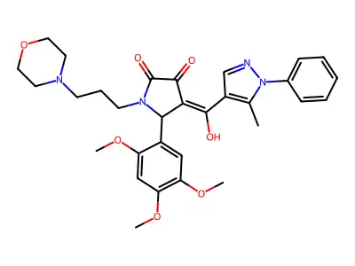 4-[Hydroxy(5-methyl-1-phenyl-1H-pyrazol-4-yl)methylidene]-1-[3-(morpholin-4-yl)propyl]-5-(2,4,5-trimethoxyphenyl)pyrrolidine-2,3-dione structure