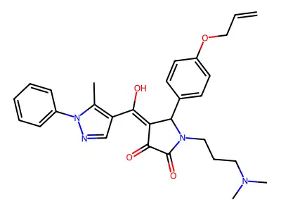 1-[3-(Dimethylamino)propyl]-4-[hydroxy(5-methyl-1-phenyl-1H-pyrazol-4-yl)methylidene]-5-{4-[(prop-2-en-1-yl)oxy]phenyl}pyrrolidine-2,3-dione structure
