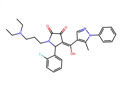 1-[3-(Diethylamino)propyl]-5-(2-fluorophenyl)-4-[hydroxy(5-methyl-1-phenyl-1H-pyrazol-4-yl)methylidene]pyrrolidine-2,3-dione structure