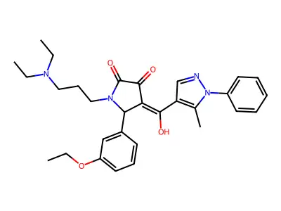 1-[3-(diethylamino)propyl]-5-(3-ethoxyphenyl)-4-[hydroxy-(5-methyl-1-phenylpyrazol-4-yl)methylidene]pyrrolidine-2,3-dione structure