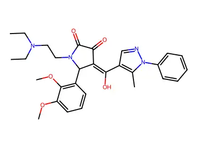 1-(2-diethylaminoethyl)-5-(2,3-dimethoxyphenyl)-4-[hydroxy-(5-methyl-1-phenylpyrazol-4-yl)methylidene]pyrrolidine-2,3-dione structure