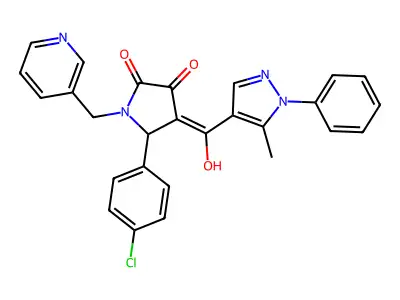 5-(4-chlorophenyl)-4-[hydroxy-(5-methyl-1-phenylpyrazol-4-yl)methylidene]-1-(pyridin-3-ylmethyl)pyrrolidine-2,3-dione structure