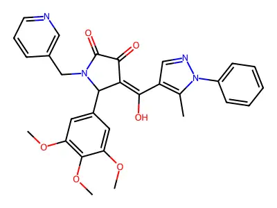 4-[Hydroxy(5-methyl-1-phenyl-1H-pyrazol-4-yl)methylidene]-1-[(pyridin-3-yl)methyl]-5-(3,4,5-trimethoxyphenyl)pyrrolidine-2,3-dione structure