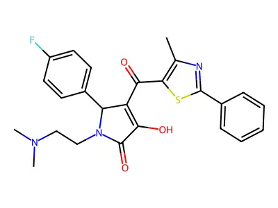 1-[2-(Dimethylamino)ethyl]-5-(4-fluorophenyl)-3-hydroxy-4-(4-methyl-2-phenyl-1,3-thiazole-5-carbonyl)-1,5-dihydro-2H-pyrrol-2-one structure