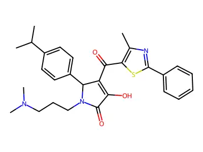 1-[3-(Dimethylamino)propyl]-3-hydroxy-4-(4-methyl-2-phenyl-1,3-thiazole-5-carbonyl)-5-[4-(propan-2-yl)phenyl]-1,5-dihydro-2H-pyrrol-2-one structure