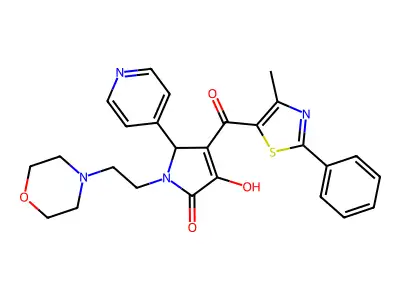 4-hydroxy-3-(4-methyl-2-phenyl-1,3-thiazole-5-carbonyl)-1-(2-morpholin-4-ylethyl)-2-pyridin-4-yl-2H-pyrrol-5-one structure