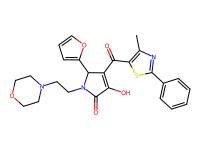 5-(Furan-2-yl)-3-hydroxy-4-(4-methyl-2-phenyl-1,3-thiazole-5-carbonyl)-1-[2-(morpholin-4-yl)ethyl]-1,5-dihydro-2H-pyrrol-2-one structure