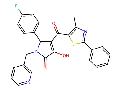 2-(4-fluorophenyl)-4-hydroxy-3-(4-methyl-2-phenyl-1,3-thiazole-5-carbonyl)-1-(pyridin-3-ylmethyl)-2H-pyrrol-5-one structure
