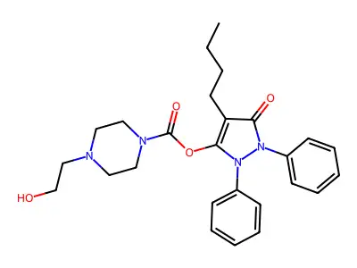 1-Piperazinecarboxylic acid, 4-(2-hydroxyethyl)-, 4-butyl-1,2-diphenyl-5-oxo-2,5-dihydro-1H-pyrazol-3-yl ester structure