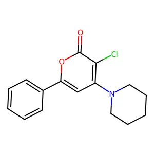 3-Chloro-6-phenyl-4-(1-piperidyl)pyran-2-one structure