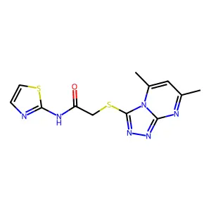 2-[(5,7-dimethyl[1,2,4]triazolo[4,3-a]pyrimidin-3-yl)sulfanyl]-N-(1,3-thiazol-2-yl)acetamide structure