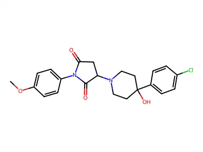 3-[4-(4-chlorophenyl)-4-hydroxypiperidin-1-yl]-1-(4-methoxyphenyl)pyrrolidine-2,5-dione structure