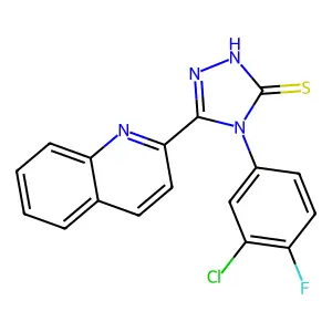 4-(3-chloro-4-fluorophenyl)-3-quinolin-2-yl-1H-1,2,4-triazole-5-thione structure