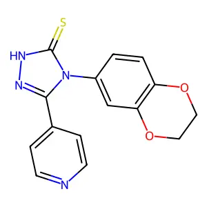 4-(2,3-dihydro-1,4-benzodioxin-6-yl)-3-pyridin-4-yl-1H-1,2,4-triazole-5-thione structure