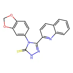 4-(1,3-benzodioxol-5-yl)-3-quinolin-2-yl-1H-1,2,4-triazole-5-thione structure
