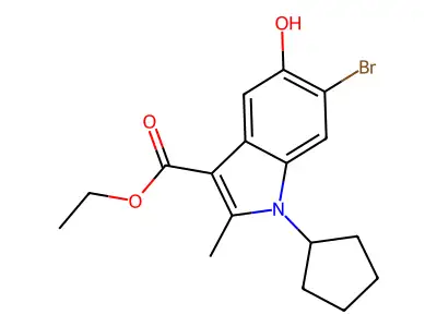 Ethyl 6-bromo-1-cyclopentyl-5-hydroxy-2-methyl-1H-indole-3-carboxylate structure