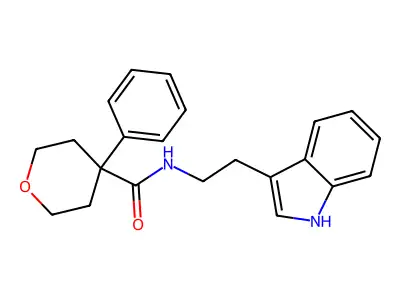 N-[2-(1H-indol-3-yl)ethyl]-4-phenyloxane-4-carboxamide structure