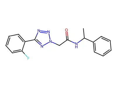 2-[5-(2-fluorophenyl)tetrazol-2-yl]-N-(1-phenylethyl)acetamide structure