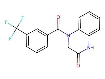4-(3-(trifluoromethyl)benzoyl)-3,4-dihydroquinoxalin-2(1H)-one structure