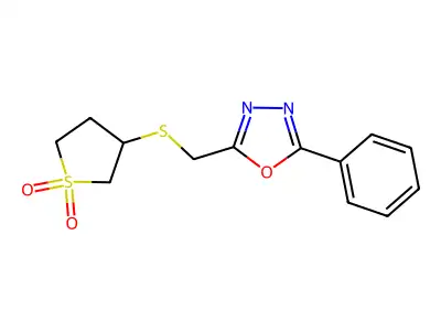 3-[(5-Phenyl-1,3,4-oxadiazol-2-yl)methylthio]thiolane-1,1-dione structure