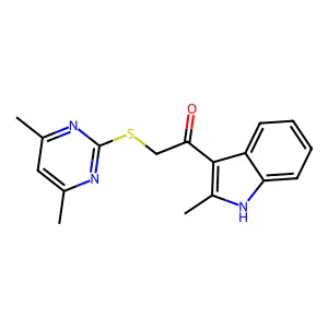2-[(4,6-dimethylpyrimidin-2-yl)sulfanyl]-1-(2-methyl-1H-indol-3-yl)ethanone structure
