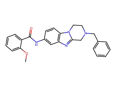 N-(2-benzyl-1,2,3,4-tetrahydropyrazino[1,2-a]benzimidazol-8-yl)-2-methoxybenzamide structure