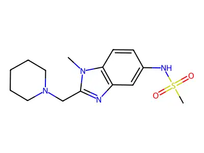 N-[1-methyl-2-(piperidin-1-ylmethyl)benzimidazol-5-yl]methanesulfonamide structure