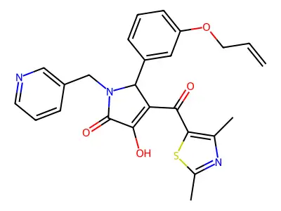 4-(2,4-Dimethyl-1,3-thiazole-5-carbonyl)-3-hydroxy-5-{3-[(prop-2-en-1-yl)oxy]phenyl}-1-[(pyridin-3-yl)methyl]-1,5-dihydro-2H-pyrrol-2-one structure