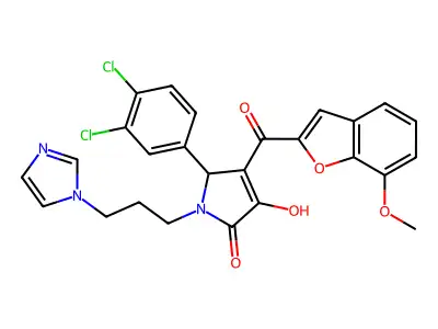 5-(3,4-Dichlorophenyl)-3-hydroxy-1-[3-(1H-imidazol-1-yl)propyl]-4-(7-methoxy-1-benzofuran-2-carbonyl)-1,5-dihydro-2H-pyrrol-2-one structure