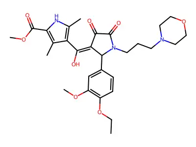 methyl 4-[[2-(4-ethoxy-3-methoxyphenyl)-1-(3-morpholin-4-ylpropyl)-4,5-dioxopyrrolidin-3-ylidene]-hydroxymethyl]-3,5-dimethyl-1H-pyrrole-2-carboxylate structure