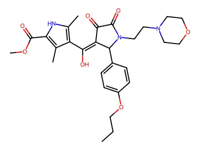 methyl 4-[hydroxy-[1-(2-morpholin-4-ylethyl)-4,5-dioxo-2-(4-propoxyphenyl)pyrrolidin-3-ylidene]methyl]-3,5-dimethyl-1H-pyrrole-2-carboxylate structure