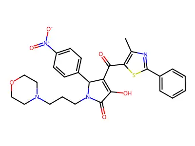 3-Hydroxy-4-(4-methyl-2-phenyl-1,3-thiazole-5-carbonyl)-1-[3-(morpholin-4-yl)propyl]-5-(4-nitrophenyl)-1,5-dihydro-2H-pyrrol-2-one structure