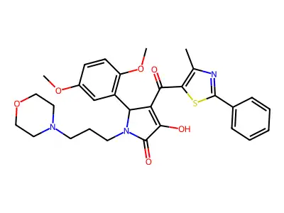5-(2,5-Dimethoxyphenyl)-3-hydroxy-4-(4-methyl-2-phenyl-1,3-thiazole-5-carbonyl)-1-[3-(morpholin-4-yl)propyl]-1,5-dihydro-2H-pyrrol-2-one structure