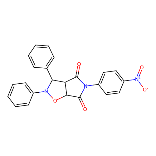 5-(4-nitrophenyl)-2,3-diphenyl-3a,6a-dihydro-3H-pyrrolo[3,4-d][1,2]oxazole-4,6-dione structure