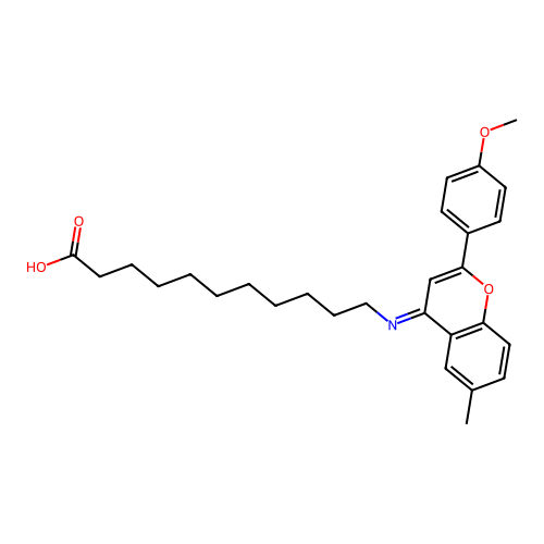 11-[[2-(4-Methoxyphenyl)-6-methylchromen-4-ylidene]amino]undecanoic acid structure