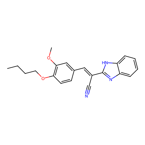 (E)-2-(1H-benzo[d]imidazol-2-yl)-3-(4-butoxy-3-methoxyphenyl)acrylonitrile structure